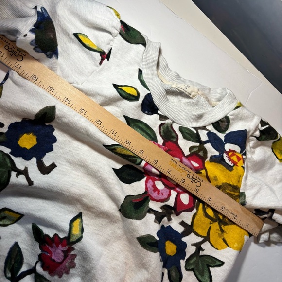 T.la Puff-Sleeved Pullover floral short sleeve sweatshirt sz XS yellow pink gray - Picture 10 of 12